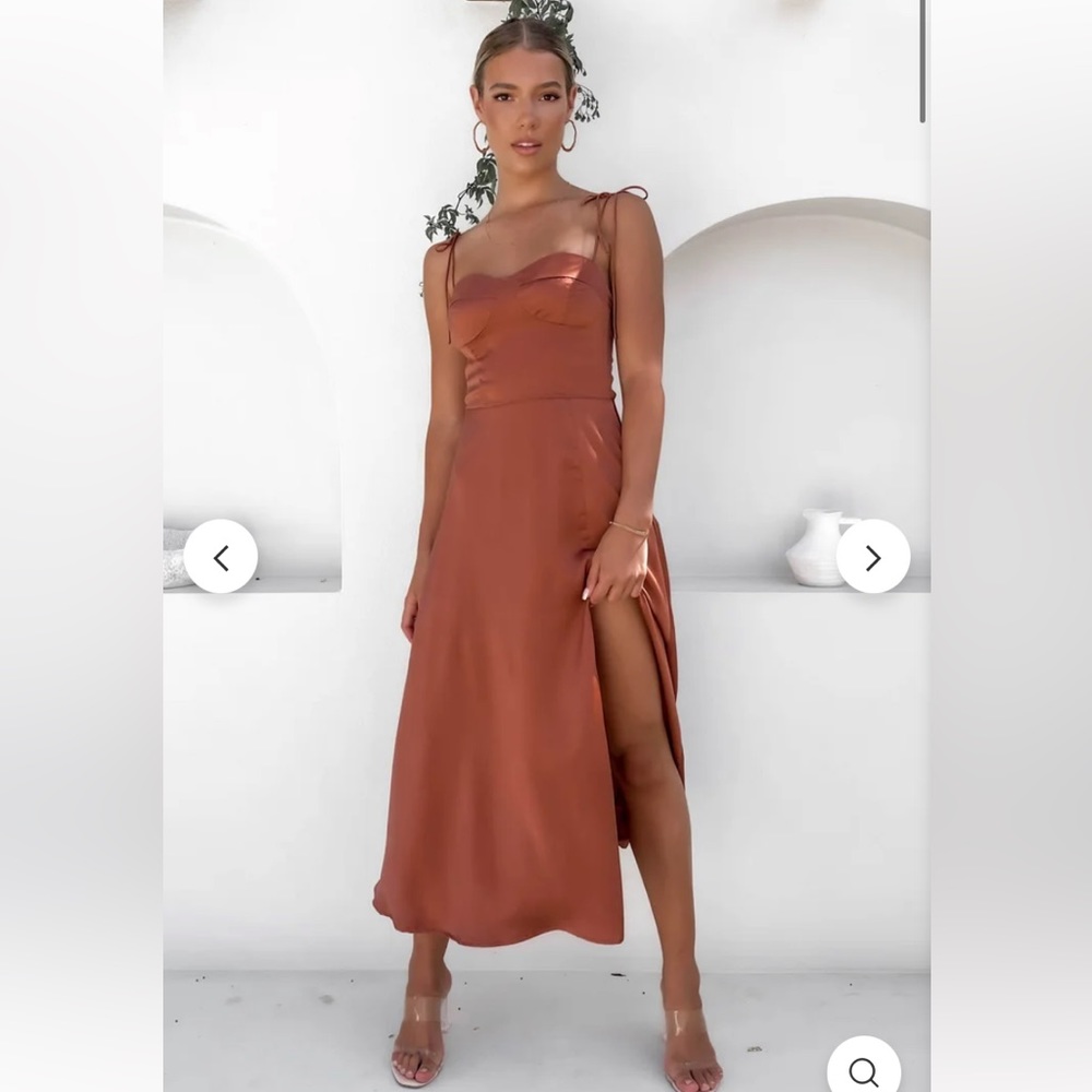 Cherley Lace Up Slit Wedding Midi Dress - Small